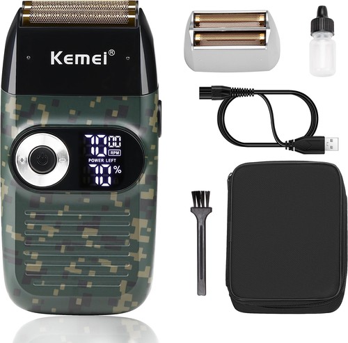 Kemei KM-2027 Gold Titanium Foil Cordless LCD Screen Barber Electric Shaver