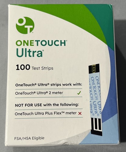One Touch Ultra Glucose Blood Test Strips - 100 Strips - Exp 1-31-2026