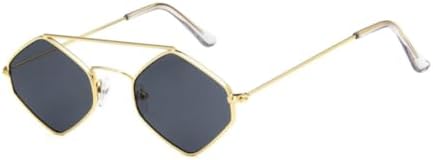 ENTHYI Classics Hexagon Sunglasses for Men/Women Metal Retro Diamond Shape SunGlasse Shades Film Glasses UV Protection