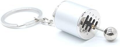 GTRotors Six Speed Manual Transmission Shift Gearbox Automotive Part Car Keychain Key Ring Silver