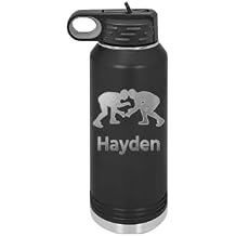 Engraved Water Bottle, Personalized Wrestling Water Bottle, 32oz Etched Water Bottle, Lot's of Colors