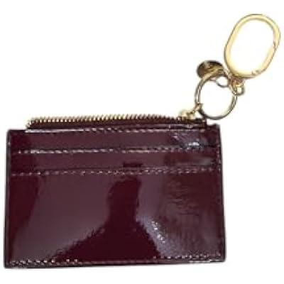 Victorias Secret Card Case Keychain Burgundy Wallet Zipper Coin Pouch New