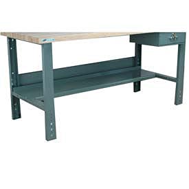 4-4HS Steel Half Depth Bottom Shelf for 48" Benches, Gray, 40" Length, 24" Width