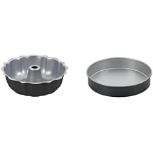 Cuisinart Chef's Classic Nonstick Bakeware 9-1/2-Inch Fluted Cake Pan,Silver & 9-Inch Round Cake Pan, Chef's Classic Nonstick Bakeware, Silver, AMB-9RCK