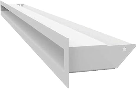KRATKI Air Ventilation Grille, Warm Air Grille, 6 x 100 cm, White, Exhaust Air Grille for Fireplace Ventilation, Air Intake at an Angle of 45 Degrees, Overheat Resistant, Ideal for Modern Interiors
