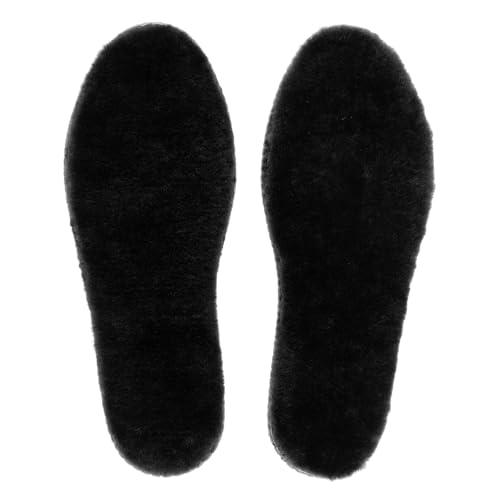 riemot Womens Genuine Sheepskin Insoles Premium Warm Thick Wool Fur Fleece Shoe Inserts Cozy & Fluffy Breathable Replacement Insole for Snow Boots Slippers Work Boot Black EU39US 8