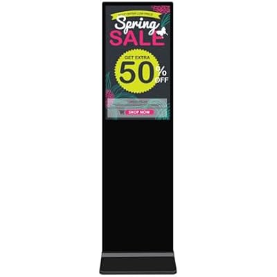 32 Inch Indoor Vertical Digital Signage Touchscreen Kiosk Floor Standing Advertising Display LCD Totem Interactive Monitor Android System with Auto Media Player Touch-Screen, Black, 32 Inch