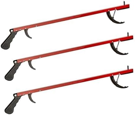 Cubii Health Reacher, Red, 26 Inch, Reacher Tool, Lightweight Trash Picker Grabber & Garden Nabber, Handy Aluminum Picker Up Tool & Reaching Claw, Portable Reaching Assist & Dressing Tool, 3/PK