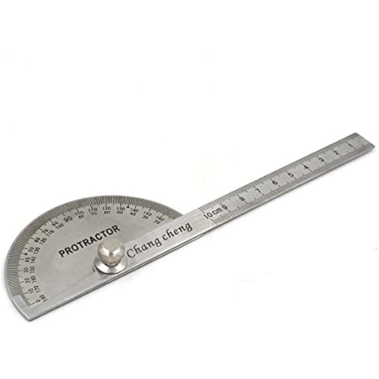 Protractor Angle Ruler Machinist Stainless Steel Round Head Rotary 0-180 Degrees  0-10mm Length