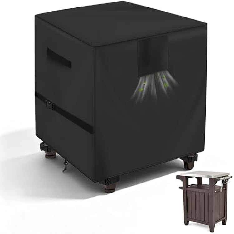 Outdoor Grill Cart Prep Table Cover 600D for 30-inch Keter Unity Portable Outdoor 40 Gal Table with Storage Cabinet, Waterproof UV Resistant Outside bbq Bar Cart Cooking Station Cover, 30 x 24 x 32