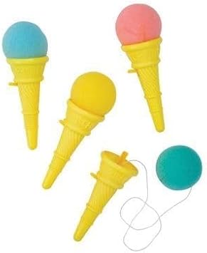 Fun Express Classic Plastic Ice Cream Cone Shooters with Foam Balls - Fun Party Game for Kids & Adults, Great for Events and Outdoor Fun - 4 Pieces
