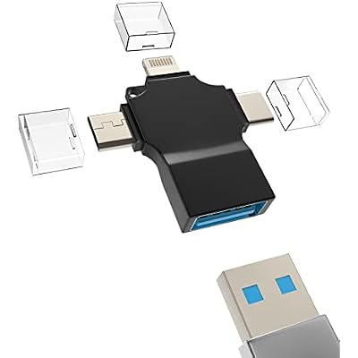 USB OTG Adapter 3in1 USB-A 3.0 Female to Type C Micro Lightning Male Compatible with Apple Iphone15 Ipad Pro Air Min 14 13 12 LG Android Accessories for Camera Card Reader Mouse Keyboard Flash Drive