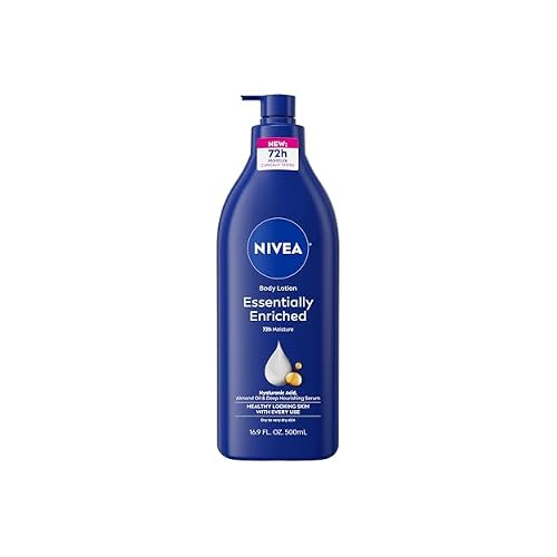 NIVEA Essentially Enriched Body Lotion for Very Dry Skin with Hyaluronic Acid, Almond Oil and Deep Nourishing Serum, 72-Hour Body Moisturizer, 16.9 Fl Oz Pump Bottle