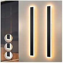 2 Pcs Modern Outdoor Wall Lights 31.5inch Dimmable 3000K-6000K with Remote Control Waterproof IP65 Exterior Long Wall Sconce for House Garage Patio