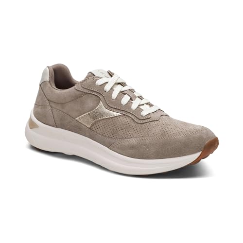 Aetrex Womens Emily Orthopedic Plantar Fasciitis Relief Arch Support Inserts Shoes - Adjustable Lace-Up Leather Sneakers for Women