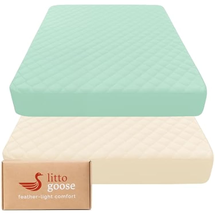Quilted Crib Mattress Protector 2-Pack, Soft Toddler Mattress Pad Cover, Fits Standard Baby Crib Mattress 52x28
