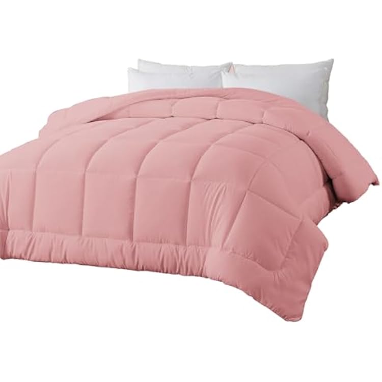 BedTreat Down Alternative Comforter King Duvet Insert with Corner Tabs, All Season Quilted Bed Comforter Box-Stitched King Comforter Pink,Machine Washable Microfiber Bedding