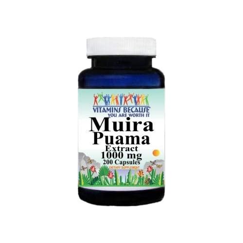 Muira Puama Extract 1000mg 200 Capsules Supplement for Men and Women Libido Support Non-GMO, Gluten Free