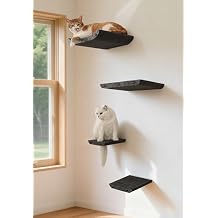 Wall Mounted Cat Shelves and Perches,Scratcher Cat Beds & Furniture for Indoor Cats, Soft PET Felt Feline Climbing Wall Set, Modern Jungle Gym System for Lounging and Sleeping(Set of 4-Grey)