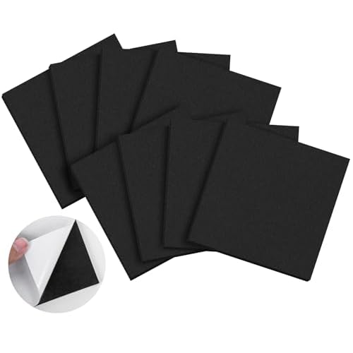 ToLanbbt 8 PCS Adhesive Foam Padding Sheets Closed Cell Neoprene Foam Sheet 14 Thick, 4 x 4 Self Stick Insulation Anti Vibration Pads Anti-Slip for Furniture, Cars, Speakers, DIY