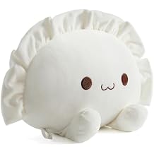 Ditucu Cute Pierogi Pillow Dumpling Plush Funny Food Soup Stuffed Animal Plushies Toys Soft Hugging Gifts for Kids White 8 inch