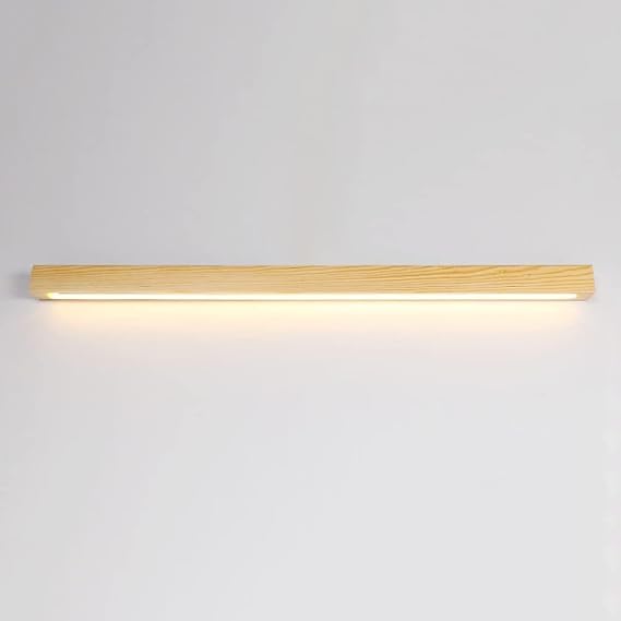 Wall Lamp Modern Wood Led Wall Sconces Three-Color Dimmable Wall Lantern Long Strip Wall Light Indoor 11W Wall Mounted Light Rectangle Astigmatism Lamp for Dining Room Bedroom/Style 1(Style 2)