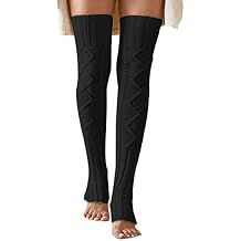 Leoparts Womens Extra Long Stirrup Leg Warmers Winter Knitted Over Knee Thigh High Footless Socks