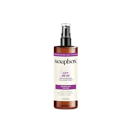 Soapbox Lift Me Up, Volumizing Spray for Hair - Adds Lift, Shine, Volume to Hair - Biotin Lightweight Volume Spray - Clean Ingredients Free of Harsh Chemicals, Sulfates, Parabens & Silicones - 8 oz
