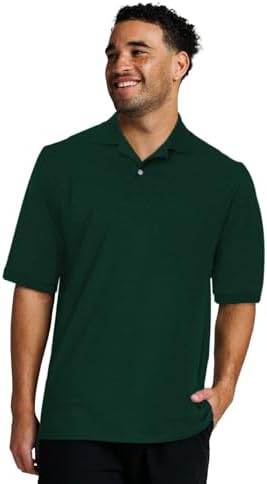 Jerzees Mens Mens Short Sleeve Polo Shirts, Cotton Blend, Two Button Closure, Regular Fit, Sizes S-5x