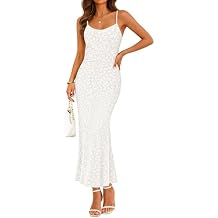 ZESICA Women's Summer Floral Spaghtti Straps Midi Dress 2026 Bodycon Sleeveless Square Neck Casual Beach Long Dresses