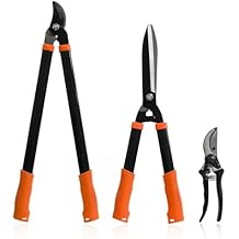 SunnyRoyal 3 pieces Garden Tools Set - Lopper & Pruning Shear & Tree Trimmer Pruner for Lawn Garden Yard Branch Cutting
