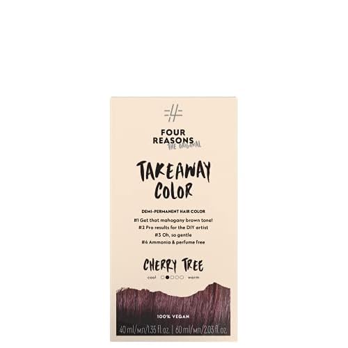 Four Reasons Original Takeaway Color - Cherry Tree 5.52 Mahogany Brown - Demi-Permanent Hair Color - Ammonia-Free and Fragrance-Free Hair Dye - 100% Vegan & Cruelty Free