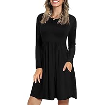 LONGYUAN Womens Dress Long Sleeve Knee Length Dresses Casual Fall Dress with Pockets Trendy 2026