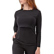 Mothera Women's Bamboo Maternity Nursing Top for Breastfeeding Comfy and Soft Long Sleeve Nursing Shirt for Postpartum