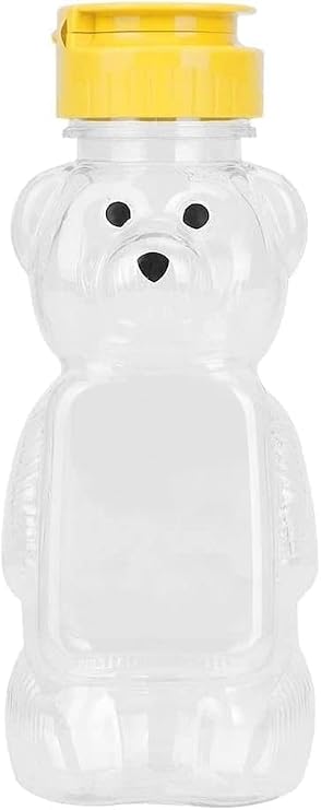 Dwang 8 Oz Plastic Bear Honey Bottle Jars, Empty Honey Squeeze Bottle with Flip-top Lid for Storing and Dispensing, Yellow Flap Caps for Storing and Dispensing Honey Jars