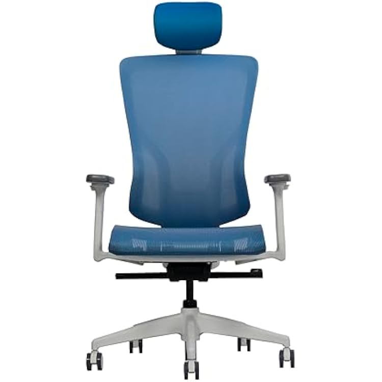 Inscape Airmax 400 Executive Task Chair - Dual Tone Adjustable Headrest Lumbar Support Height Depth Breathable Mesh Seat - Easy Assembly Desk Office Chair