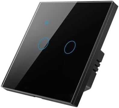Smart Switch EU WiFi Smartlife Neutral Wire/No Neutral Wire Touch Light Switch Works with Voice Control 1/2/3/4 Gang-101JL-BLACK-02