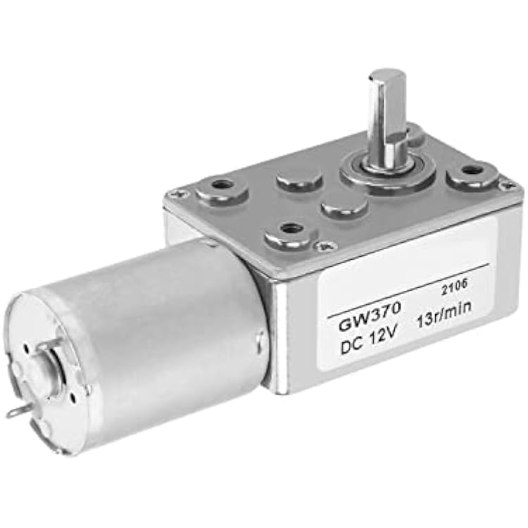 Heyiarbeit 12V 13RPM DC Worm Gear Motor High Torque Turbine Worm Gear Reduction Motor Reversible Speed Reducing Electric Gear Box Motor for DIY Robot Door Lock