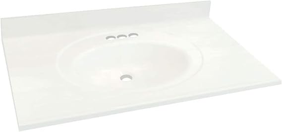 Transolid 1409-7620 31-in x 22-in Cultured Marble Bathroom Vanity Top in White