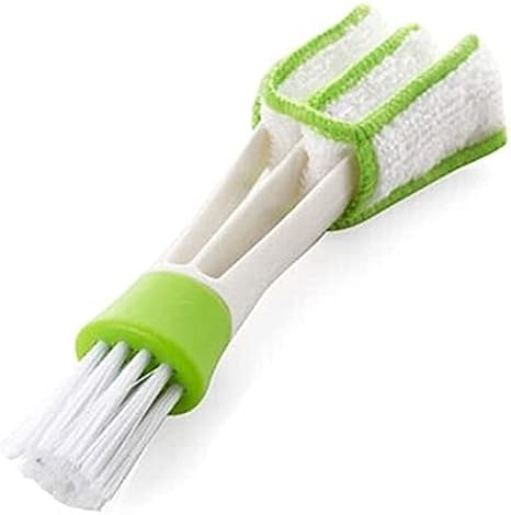 Double Ended Mini Dust Blind Cleaner, Car Vent Brush, Window Blind Brush, Hand Held Magic Brush Blind Duster for House, Car, Office, White and Green