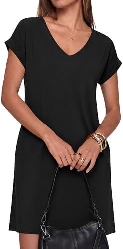 BTFBM Womens Summer Dresses 2026 Pockets Short Sleeve Loose Nightgowns Pajama Beach Vacation Casual Spring T Shirt Dress
