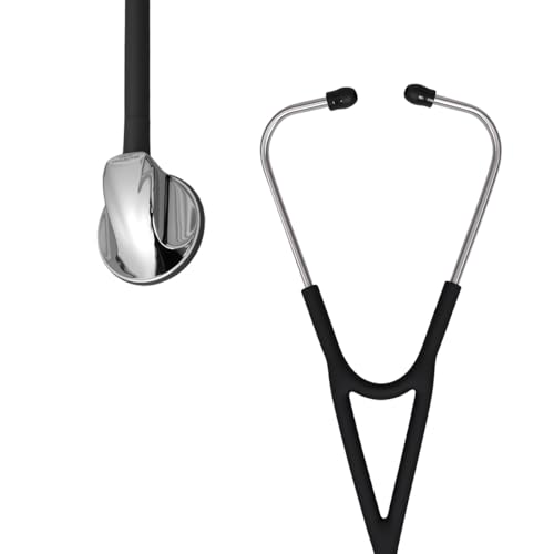 Single Head Cardiology Stethoscope Professional Estetoscopio with Alloy Chestpiece, Silicone Tube & Soft Ear Tips Medical Stethoscope for Nurses, Doctors, Students, and Home Use Black