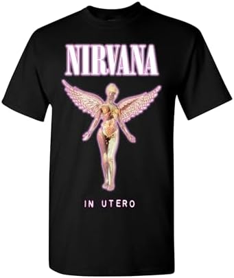 Nirvana T Shirt for Men & Women in Utero Pink Black Graphic Crew Neck Short Sleeve Tee - Band Tshirts