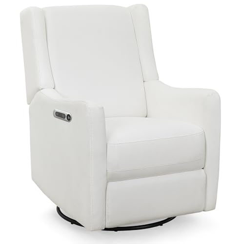 Delta Children Mercer Electronic Power Recliner and Swivel Glider with USB Port in LiveSmart Performance Fabric - Water Repellent & Stain Resistant, Pearl
