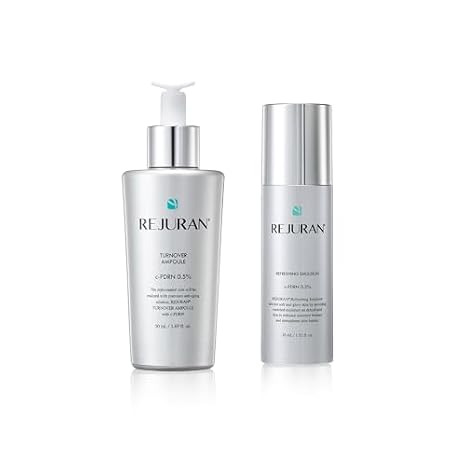 REJURAN Skincare Duo with c-PDRN Turnover Ampoule & Refreshing Emulsion for Hydrated, Firm, Radiant Glass Skin Korean Anti-Aging Serum & Moisturizer Set