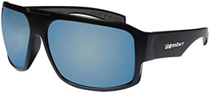 BOMBER Safety Sunglasses for Men - Mega Bomb Matte BlackIce Blue LensGray Foam Safety - M103-ICE - Safety Glasses - Sunglasses