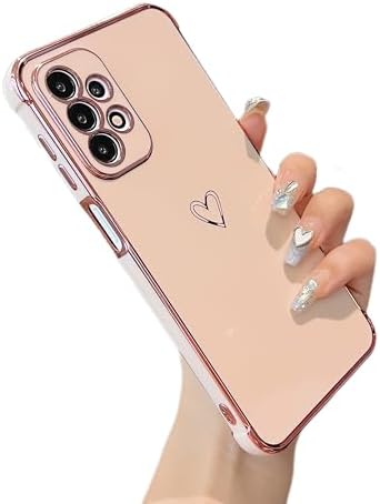 ZTOFERA for Samsung Galaxy A52/A52S 4G/5G Case, Cute Plating Edge Love Hearts Pattern with Camera Lens Protection Phone Case for Galaxy A52/A52S 6.5",Pink