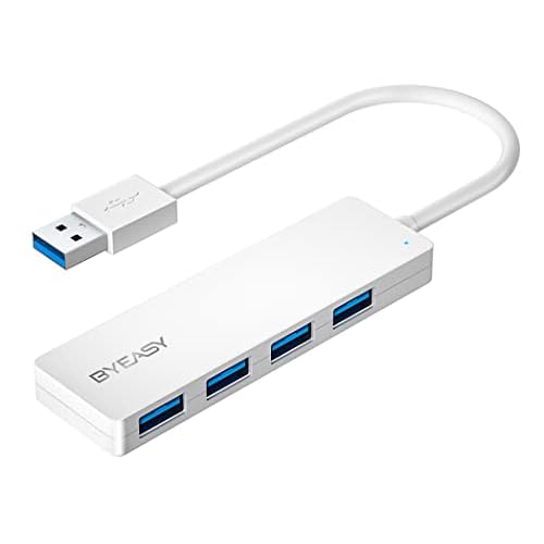 BYEASY USB Hub,USB Splitter for Laptop,USB 3.0 Hub,Multi USB Port Expander,Fast Data Transfer 4 Port USB Hub Compatible with Windows PC, Mac, Printer, Mobile HDDWhite