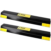 MaxxHaul 51034 16 in. Heavy Duty Car Parking Stoppers 2 Pack Easy Install 16" x 1.8" x 3.8" for Garage and Outdoor Car SUV Truck Eco Friendly Material Reflective Strips