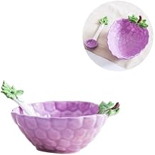 Creative Fruit Shaped Bowl Set Ceramic Bowl with Spoon Vegetable Salad Bowl Decorative Snack Candy Nut Bowl Dessert Bowl Serving Plate for Home Kitchen-Grape